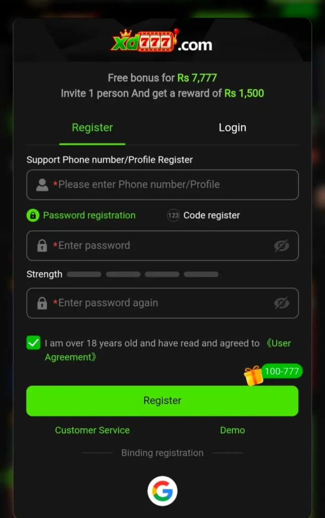 XD777 Game Register